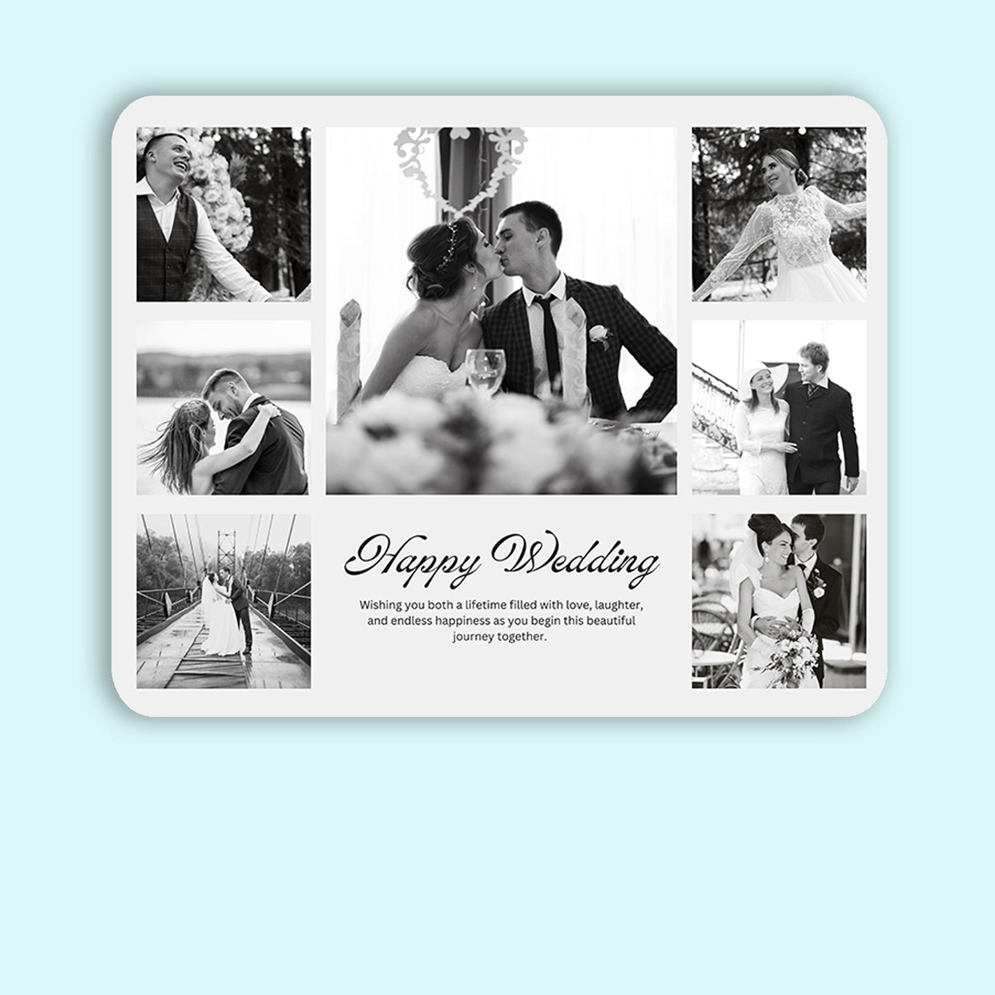 Black and White Simple Happy - Frame less acrylic wall photo collage