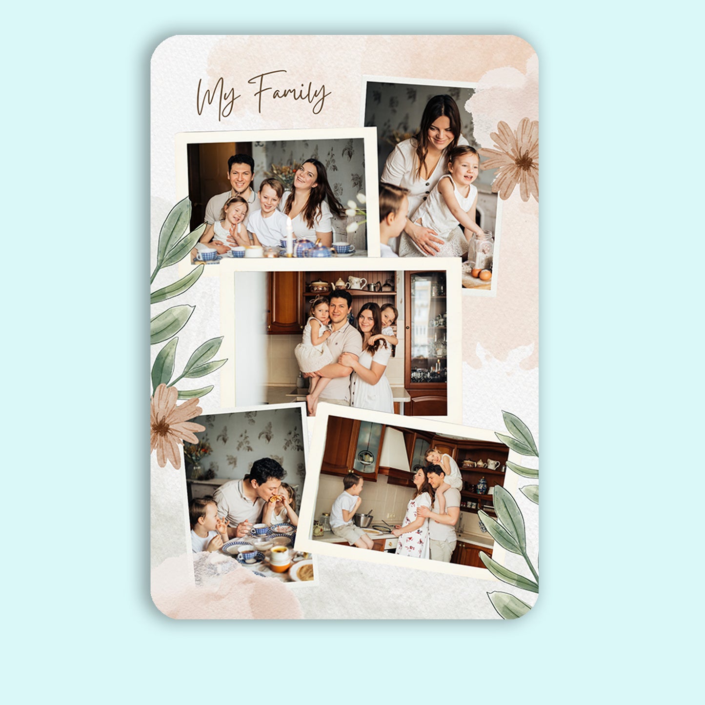 Floral SImple Family - Frame less acrylic wall photo collage