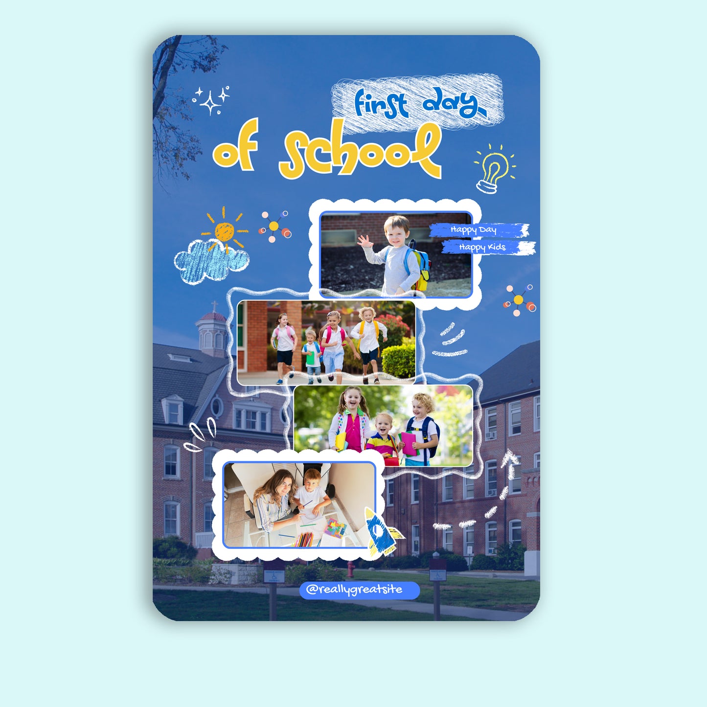 My First School day - Frame less acrylic wall photo collage