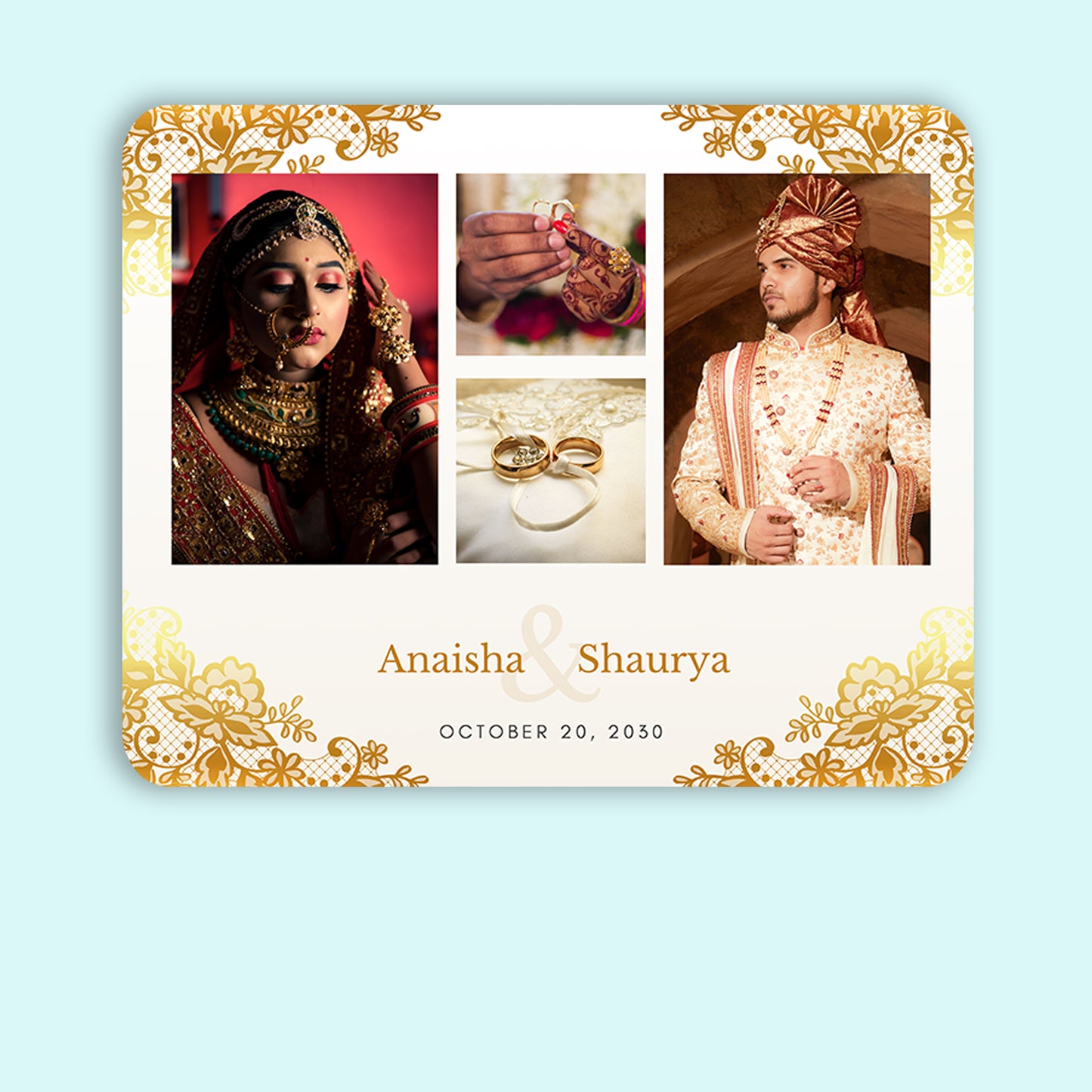 Gold and White - Frame less acrylic wall photo collage