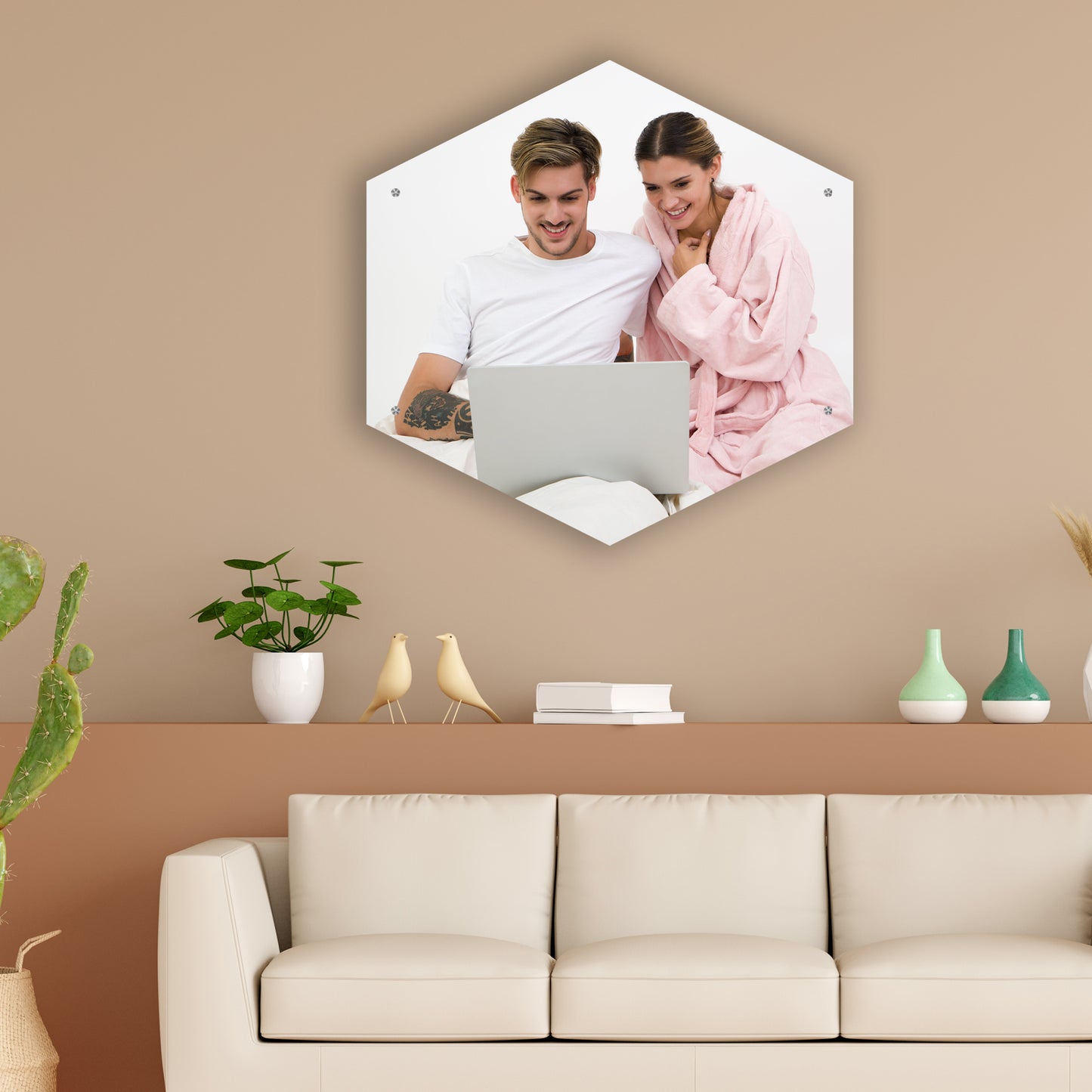 Wall hanging frame less photo - Hexagonal