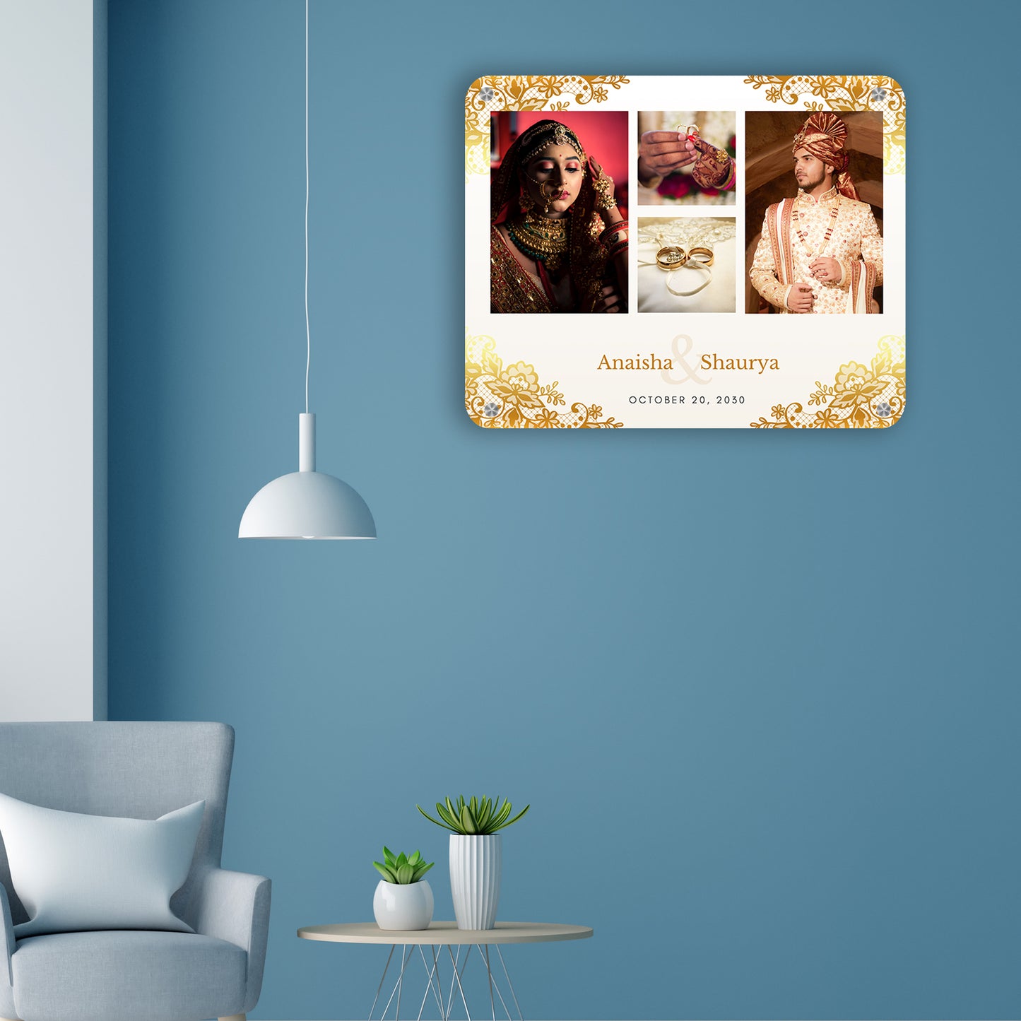 Gold and White - Frame less acrylic wall photo collage