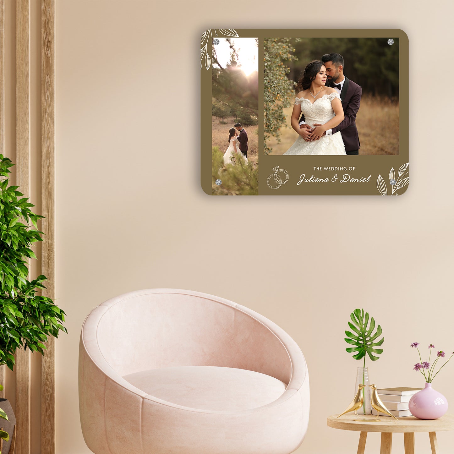 Golden Brown - Frame less acrylic wall photo collage