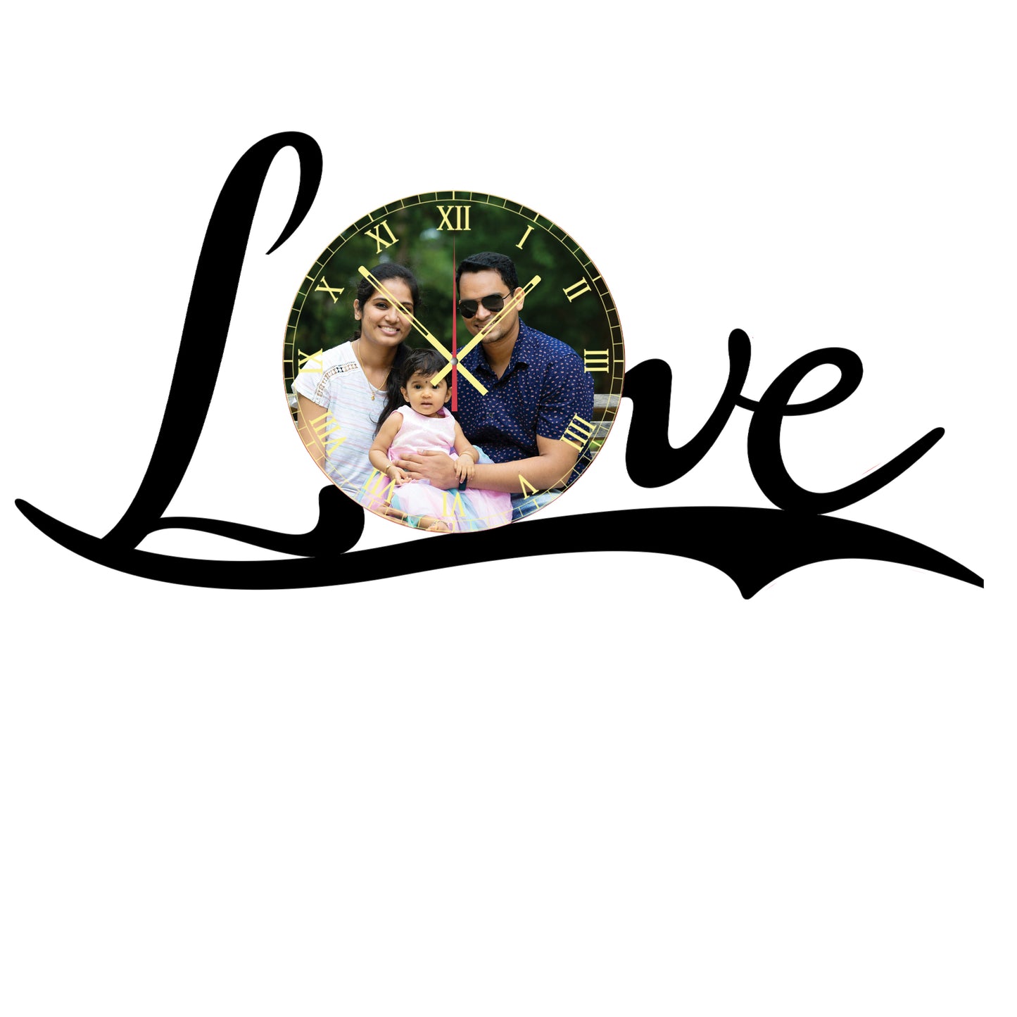 Eclipsed Hearts - Personalized Acrylic Photo Wall Clock