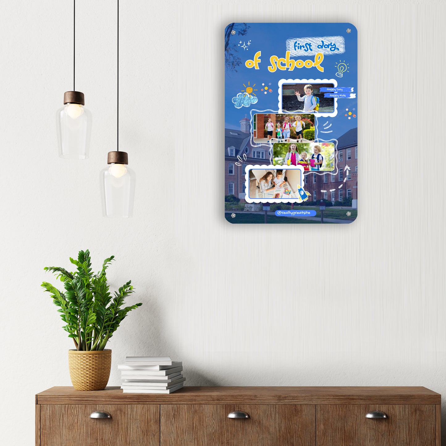 My First School day - Frame less acrylic wall photo collage