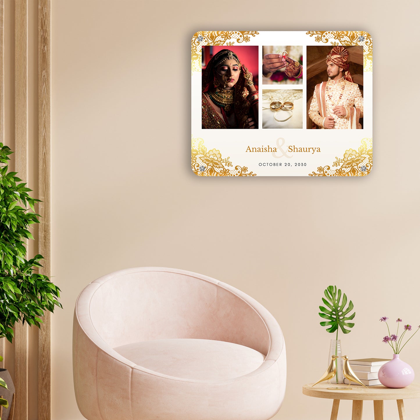 Gold and White - Frame less acrylic wall photo collage