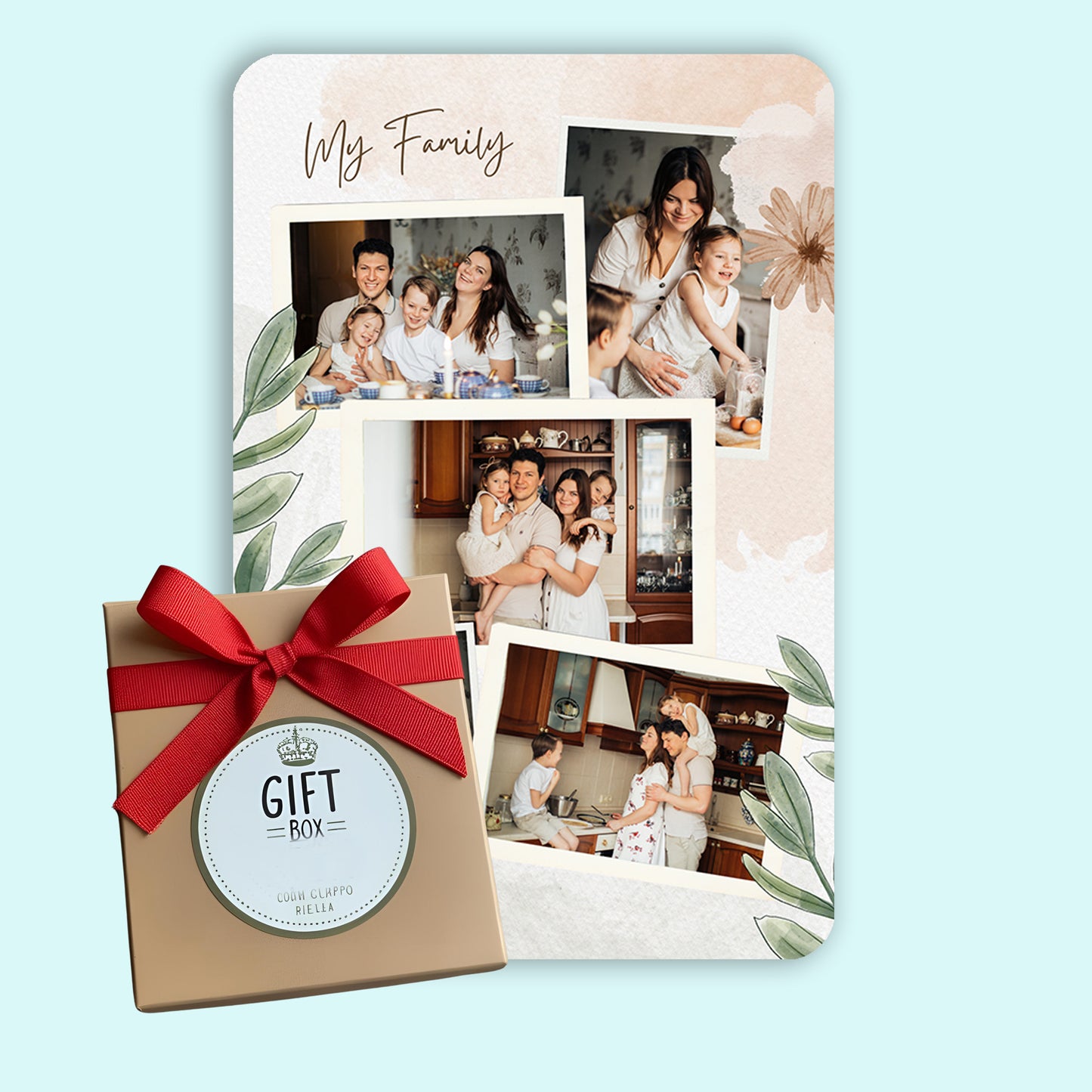 Floral SImple Family - Frame less acrylic wall photo collage