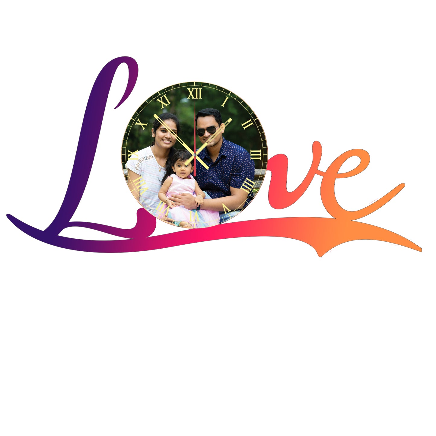 Eclipsed Hearts - Personalized Acrylic Photo Wall Clock