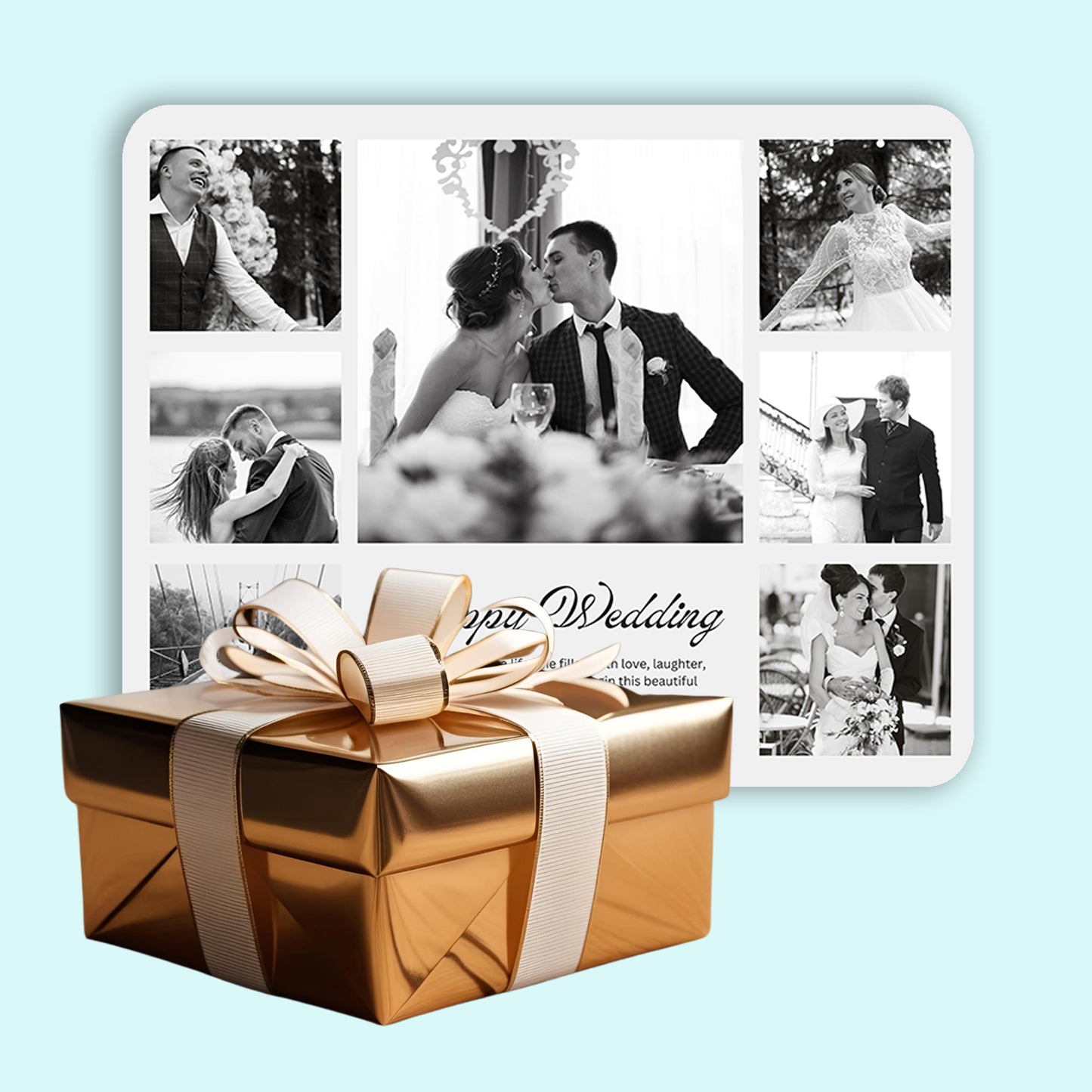 Black and White Simple Happy - Frame less acrylic wall photo collage