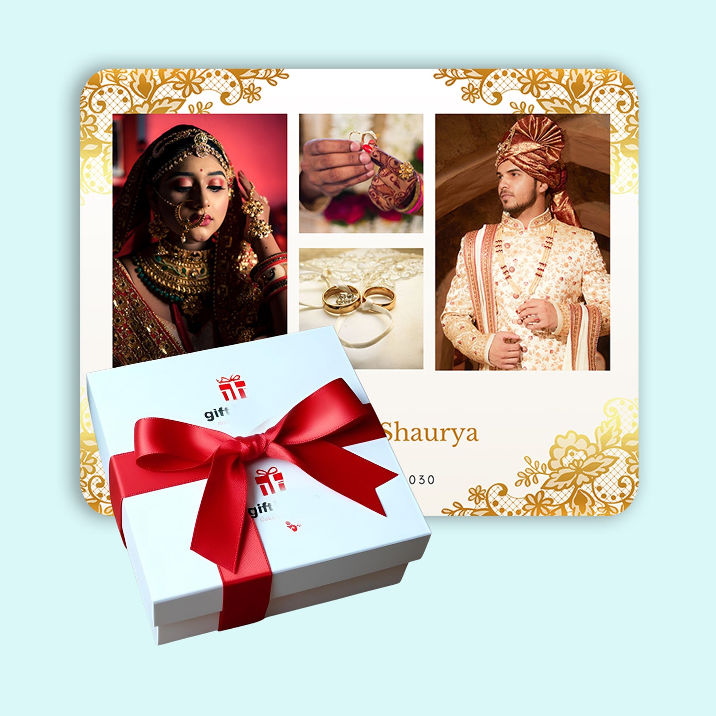 Gold and White - Frame less acrylic wall photo collage