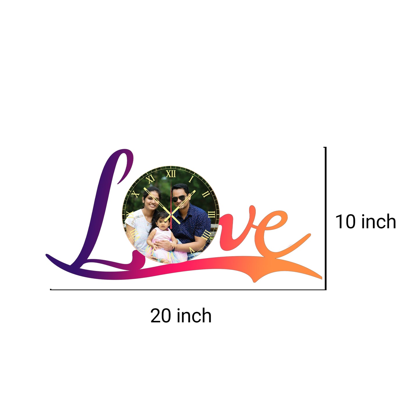 Eclipsed Hearts - Personalized Acrylic Photo Wall Clock