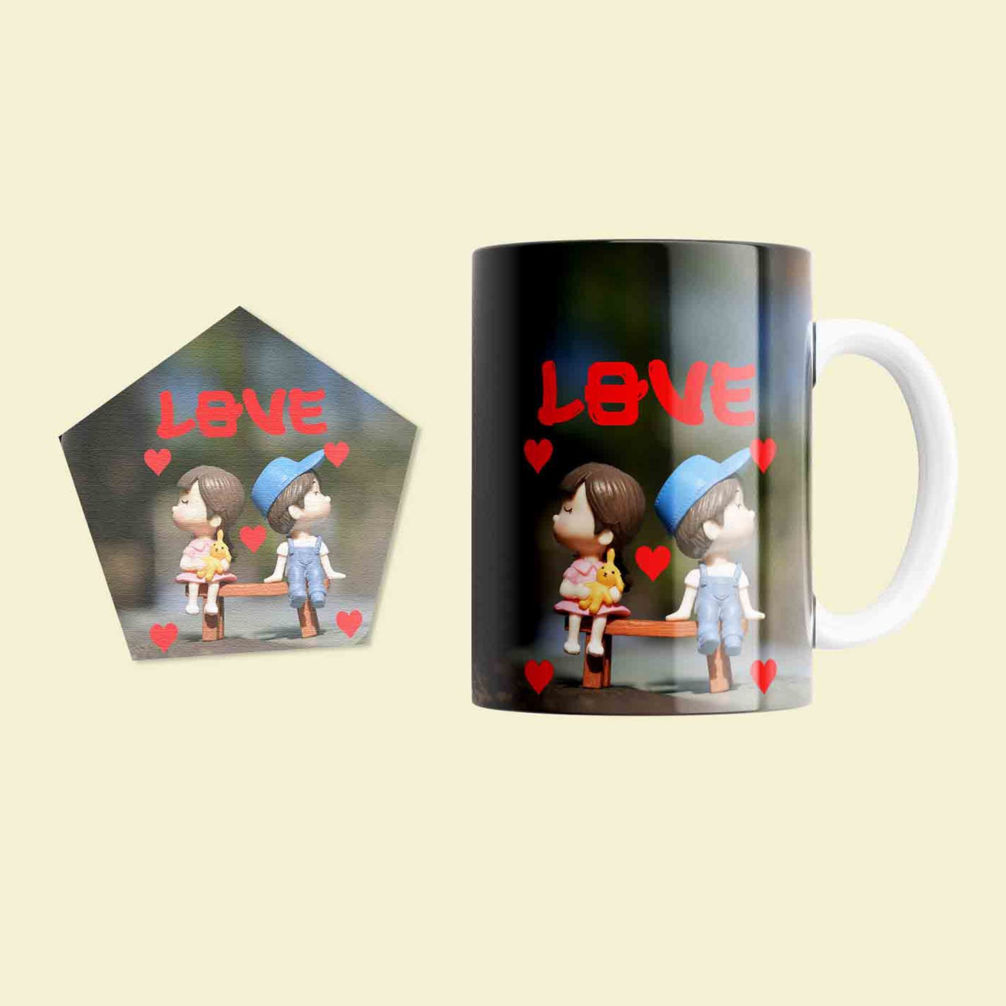 Personalized Mug & Pentagonal Coaster Combo