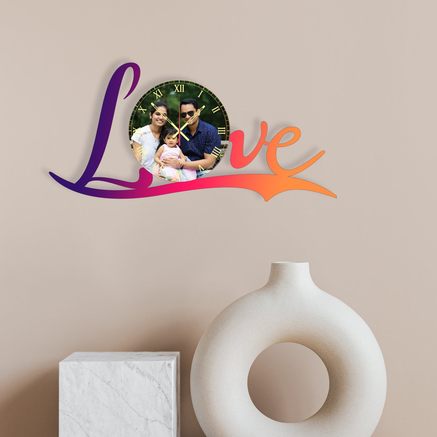 Eclipsed Hearts - Personalized Acrylic Photo Wall Clock