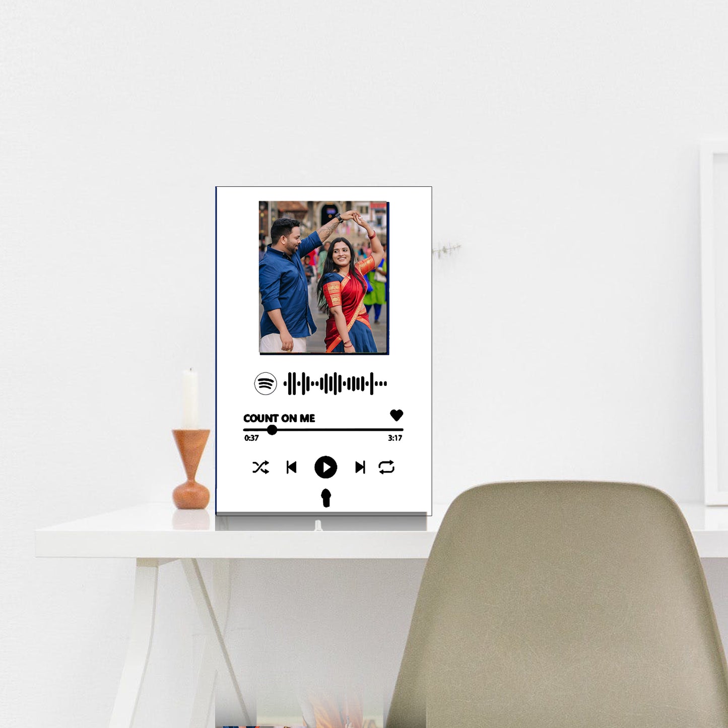 Table top Acrylic photos with Spotify QR