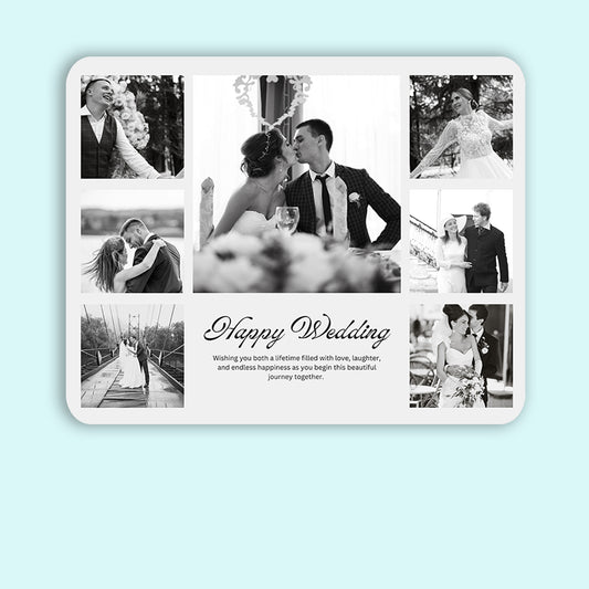 Black and White Simple Happy - Frame less acrylic wall photo collage