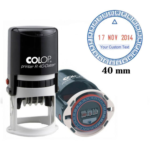 Dater Stamp – 40x40 mm Round (Two-Colour Print)