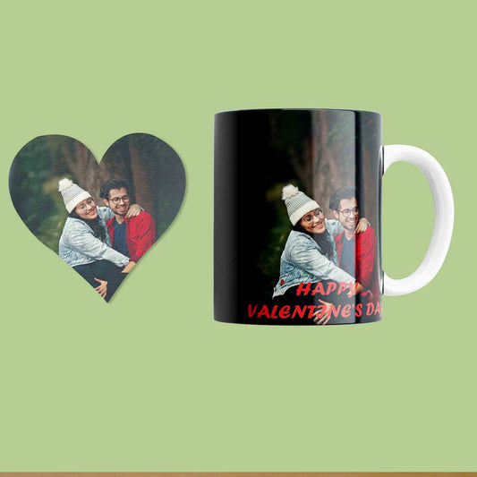 Personalized Mug & Hart shape Coaster Combo