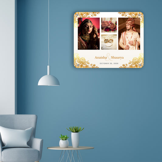 Gold and White - Frame less acrylic wall photo collage