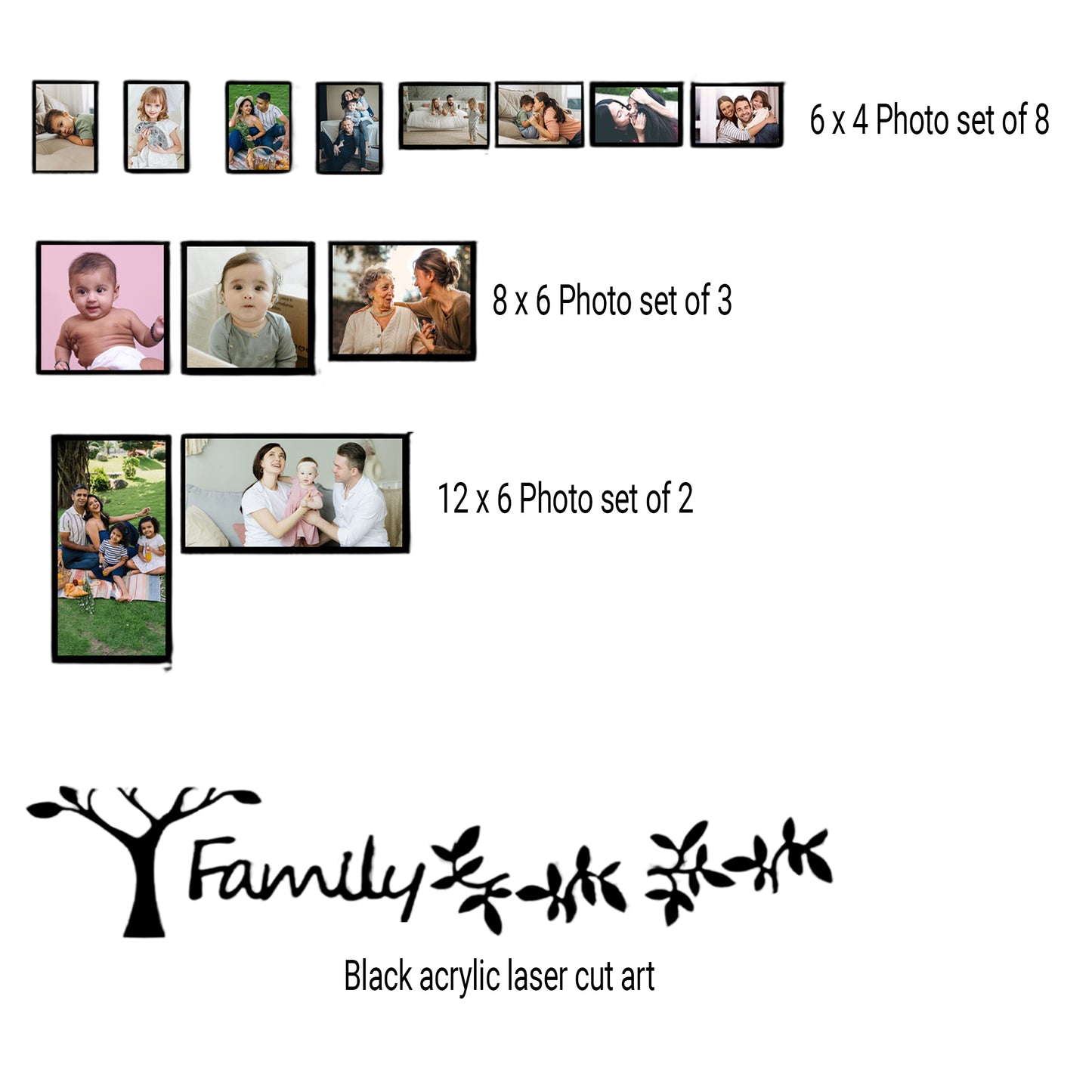 Home Roots – 13 Frame Set with Laser Cut Family Tree