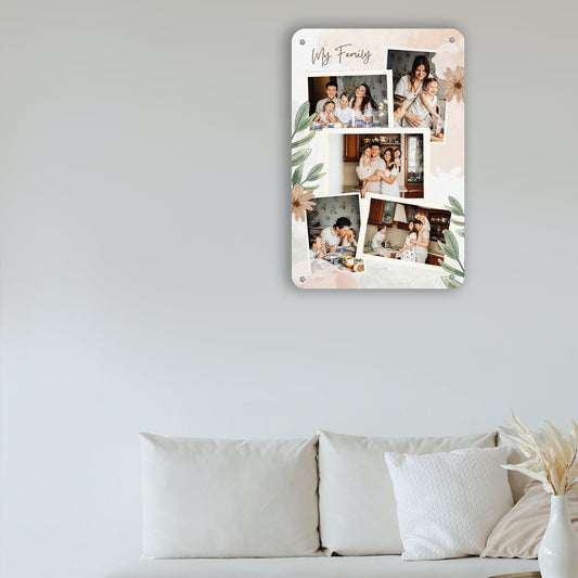 Floral SImple Family - Frame less acrylic wall photo collage