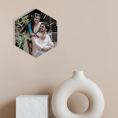 Hexa flower - Personalized Acrylic Photo Wall Clock