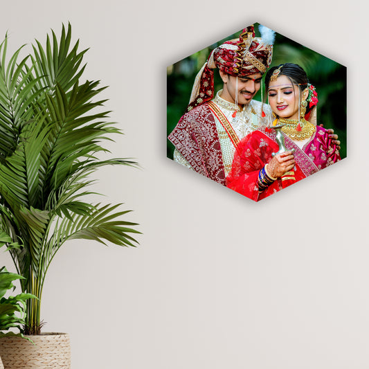 Wall hanging frame less photo - Hexagonal