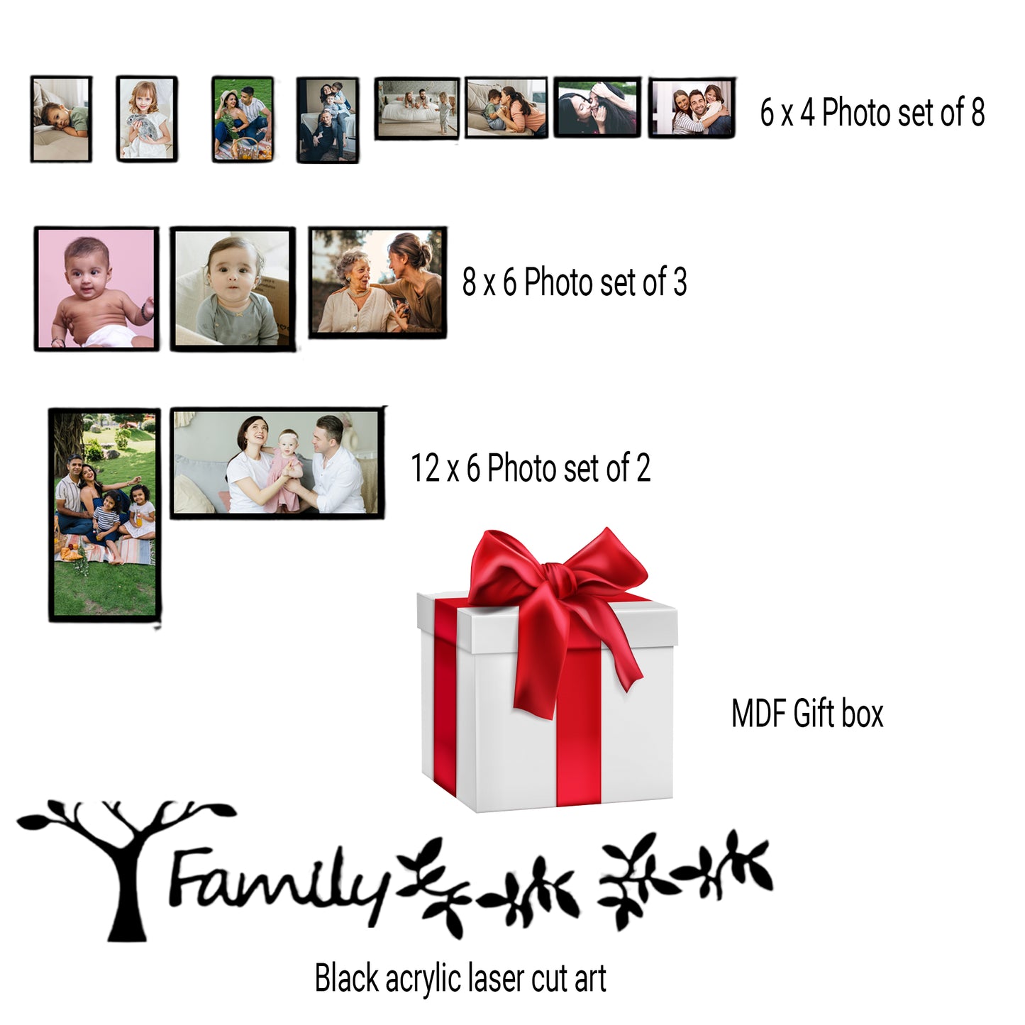 Home Roots – 13 Frame Set with Laser Cut Family Tree