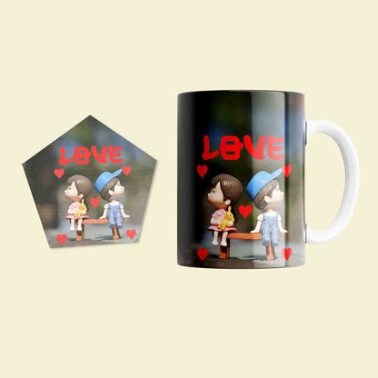 Personalized Mug & Pentagonal Coaster Combo