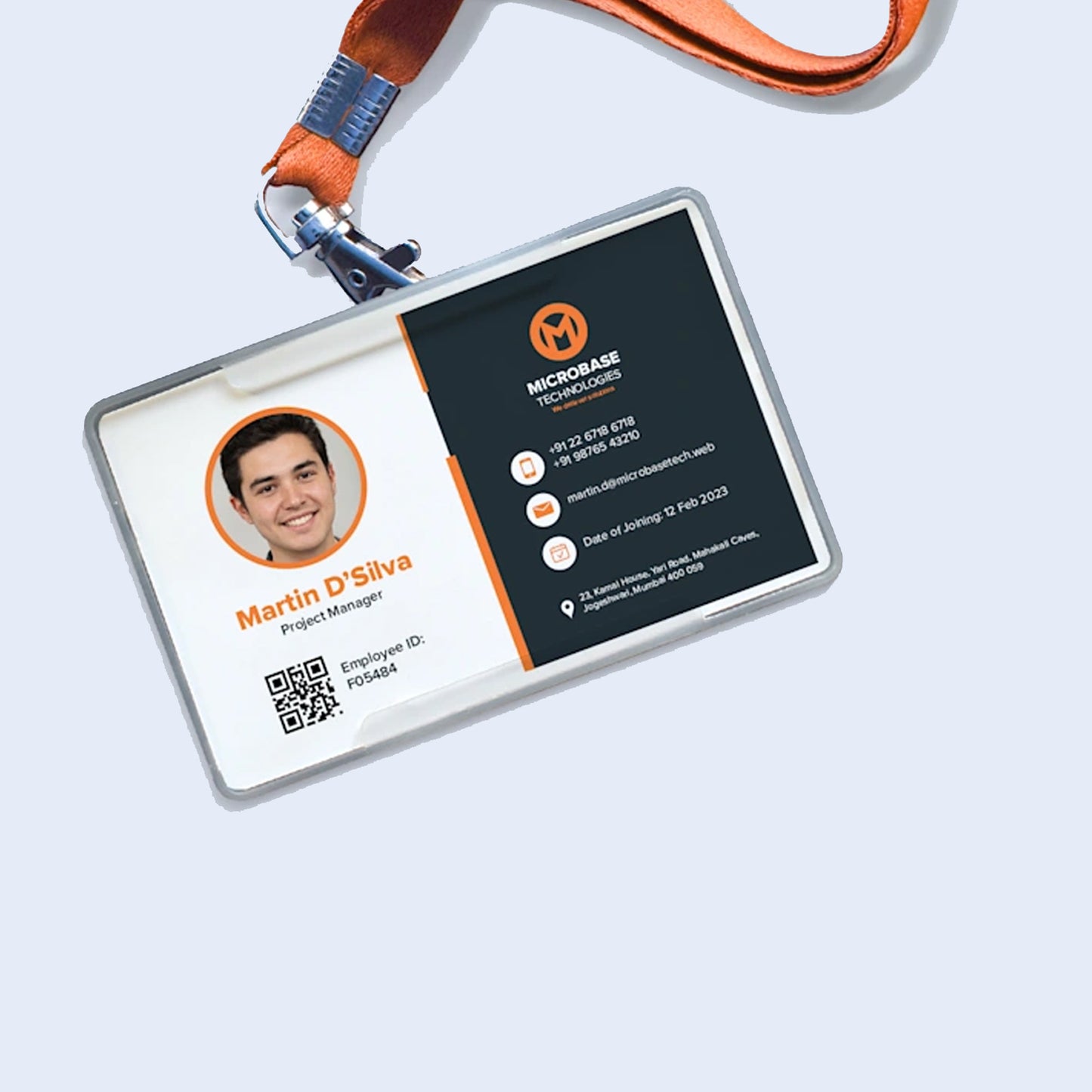 Staff ID Card with Water proof Pouch & Custom Printed Lanyard