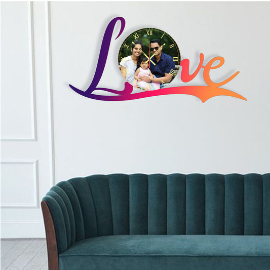 Eclipsed Hearts - Personalized Acrylic Photo Wall Clock