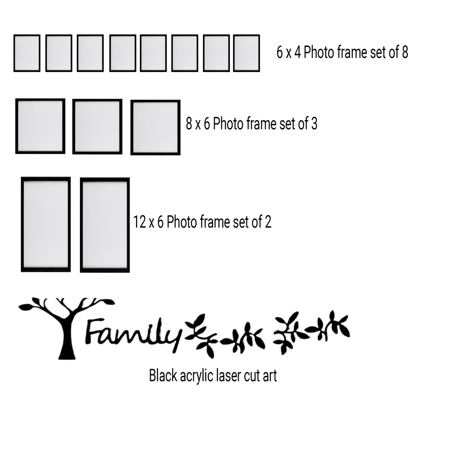 Home Roots – 13 Frame Set with Laser Cut Family Tree