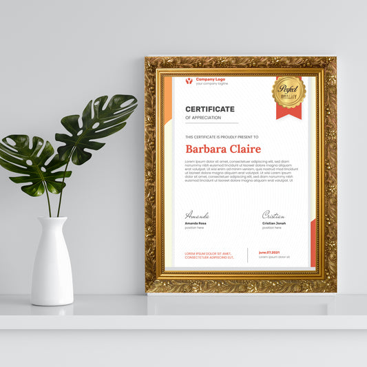 Certificate with Frame