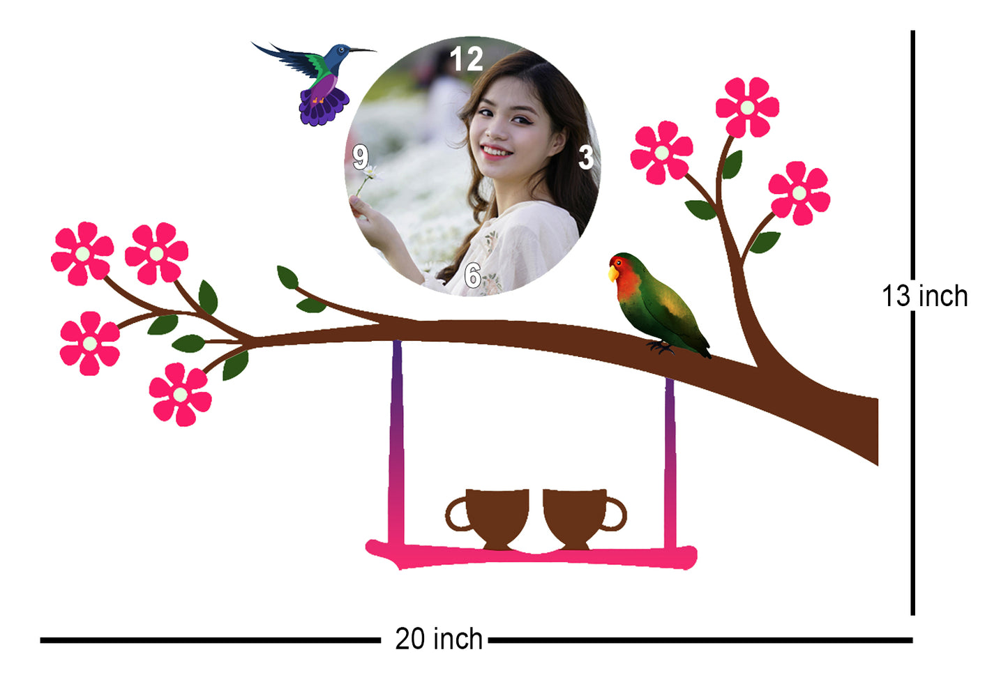 Blossom Hue - Personalized Acrylic Photo Wall Clock